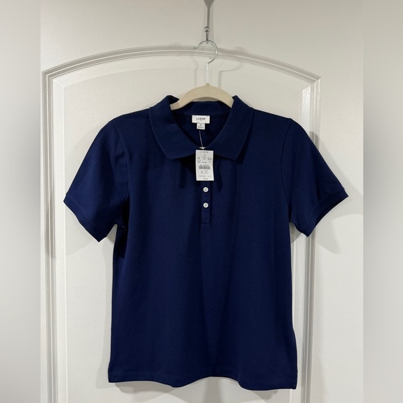 J.Crew Women’s Navy Polo Shirt S Collared Stretch Cotton Blend Top NWT - Picture 2 of 8